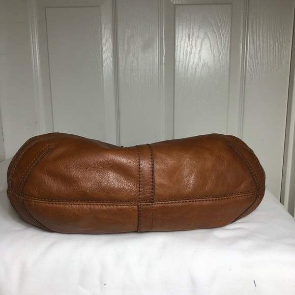 Gianni Bini Brown Leather Vintage Studded Hobo Magnetic Closure Fringe Bag Purse - Picture 5 of 16